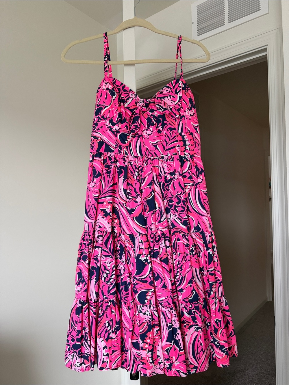 Lilly Pulitzer Midi Pink and Navy Dress